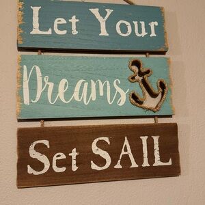 Nautical Wall Decor with Anchor - Blue and Brown